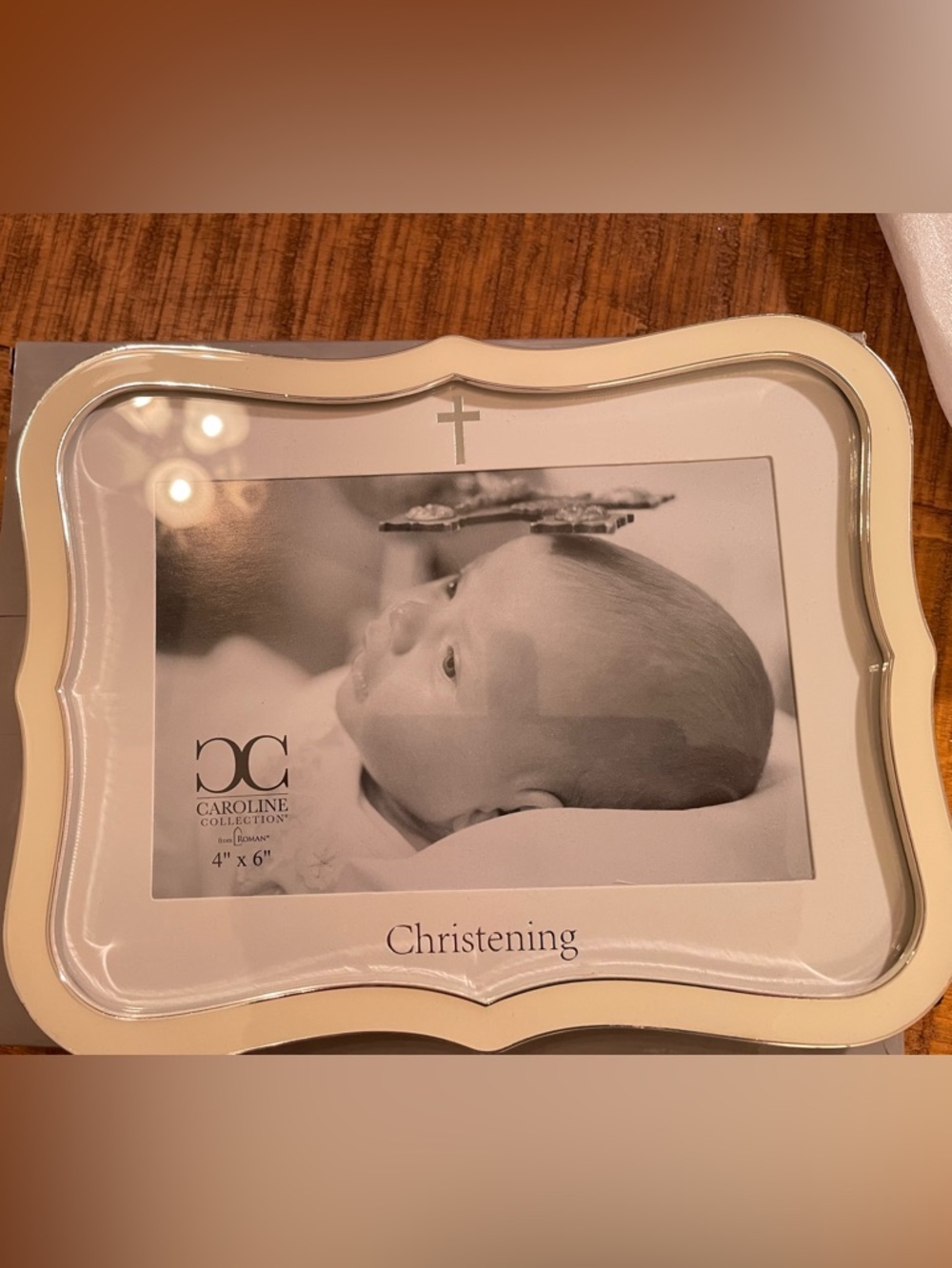 Cream Christening Photo Frame